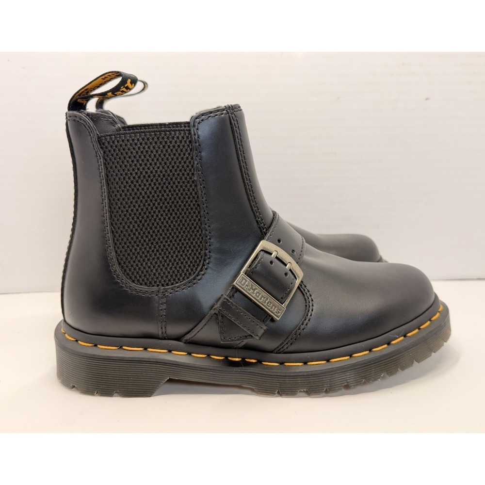 Dr. Martens 2976 Buckle Women's 7 Black Pull Up Leather Chelsea Boots NWOB